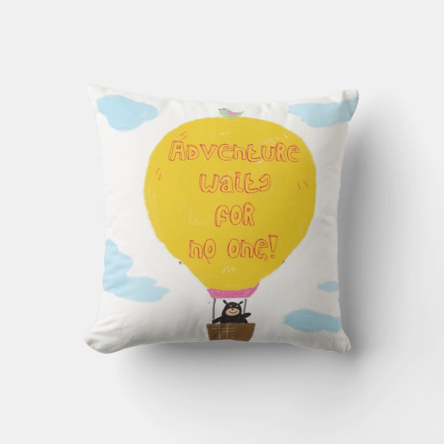 adventure waits for no one throw pillow (Front)