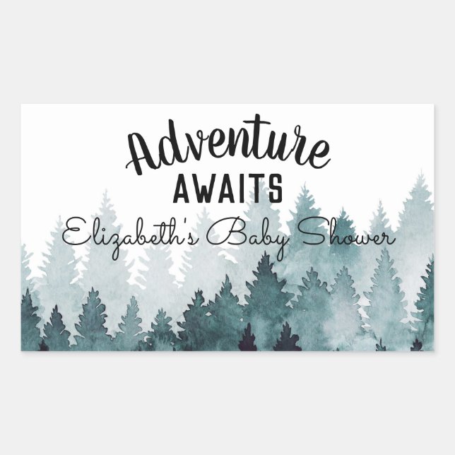 Adventure Watercolor Rustic Forest Baby Shower  Sticker (Front)
