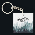 Adventure Watercolor Rustic Forest  Keychain<br><div class="desc">watercolor painted rustic forest "adventure awaits" keychain. Customizable!</div>