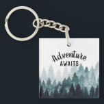 Adventure Watercolor Rustic Forest  Keychain<br><div class="desc">watercolor painted rustic forest "adventure awaits" keychain. Customizable!</div>