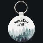 Adventure Watercolor Rustic Forest   Keychain<br><div class="desc">watercolor painted rustic forest "adventure awaits" keychain. Customizable!</div>