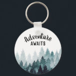 Adventure Watercolor Rustic Forest   Keychain<br><div class="desc">watercolor painted rustic forest "adventure awaits" keychain. Customizable!</div>