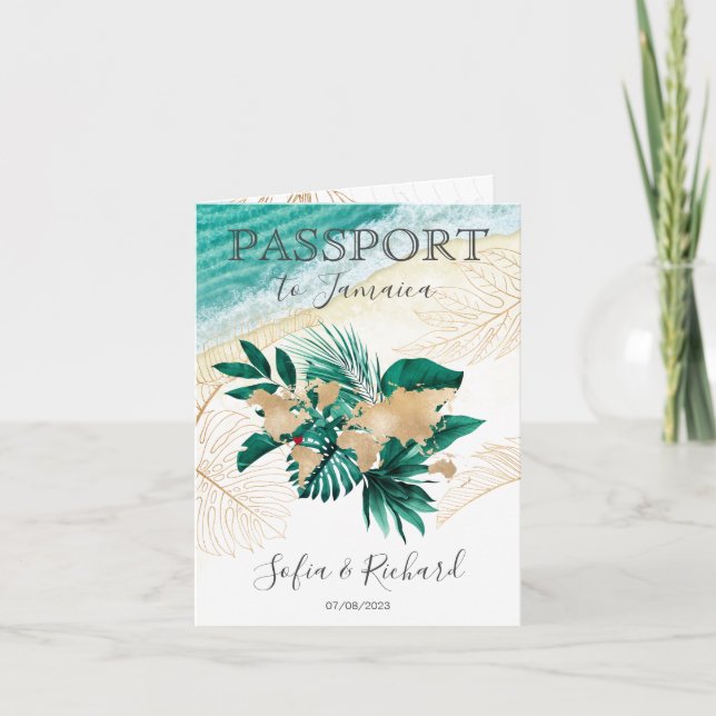 Adventure Wedding Destination Passport World Map  Invitation (Front)