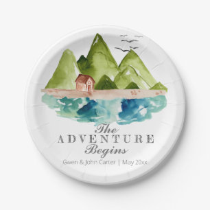 Adventure wedding mountain paper plates