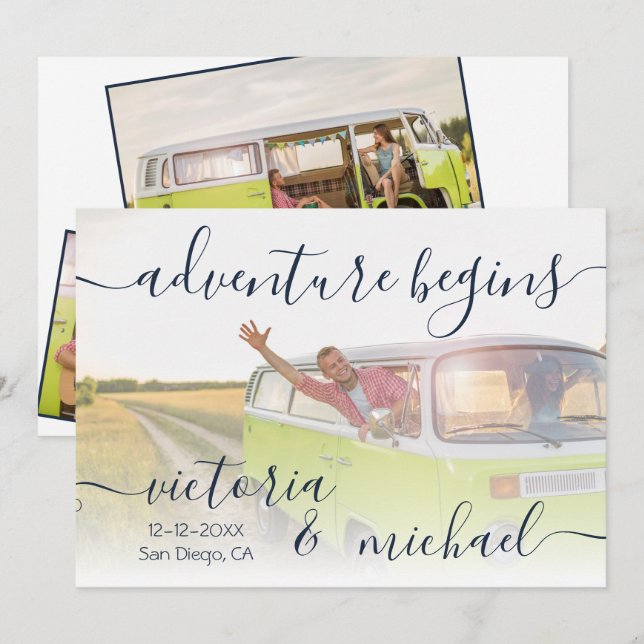 Adventure Wedding Photo Save the date Invitation (Front/Back)