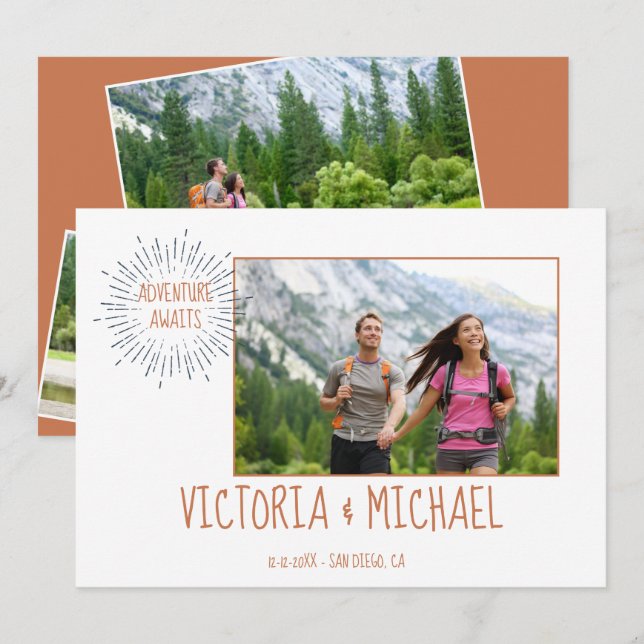 Adventure Wedding Photo Save the date Invitation (Front/Back)