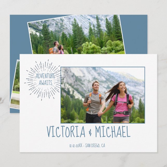 Adventure Wedding Photo Save the date Invitation (Front/Back)