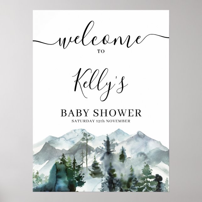 Adventure Wilderness Baby Shower Welcome Sign (Front)