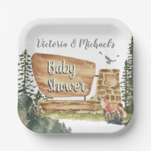 Adventure Woodland National Park Baby Shower Paper Plate