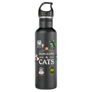 Adventurer Cats RPG D20 Dice RPG Fantasy Roleplayi 710 Ml Water Bottle