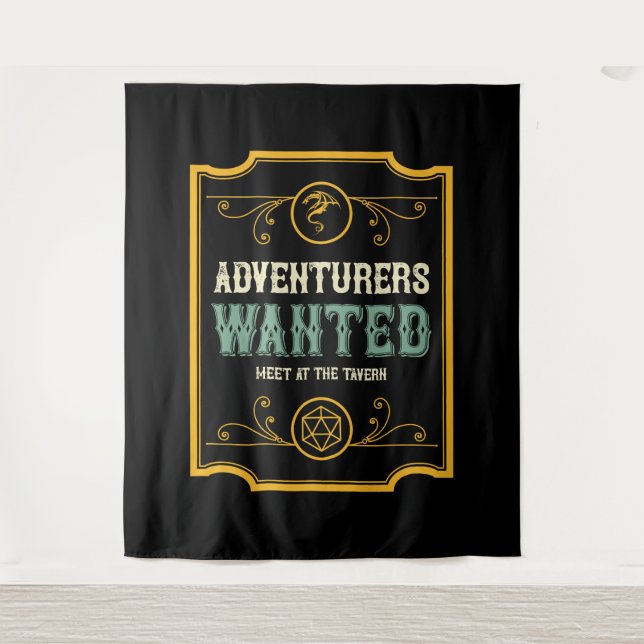 Adventurers Wanted Meet at Tavern Tapestry (Front)