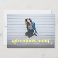 Adventures Await (Yellow) Graduation Invitation