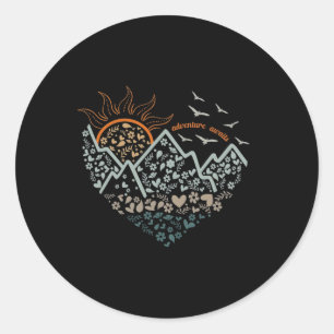 Adventures Awaits Camping Life Floral Heart Sun Mo Classic Round Sticker