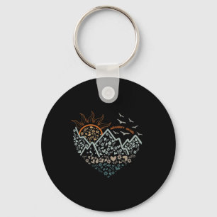Adventures Awaits Camping Life Floral Heart Sun Mo Keychain