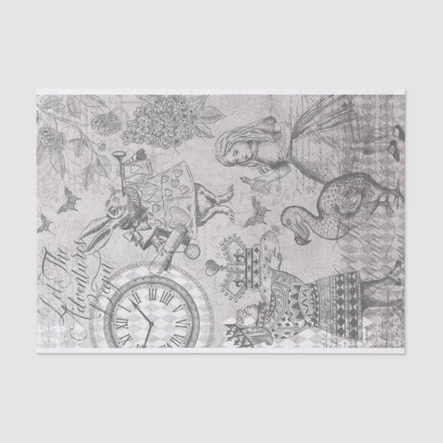 Adventures in Alice Wonderland Collage Decoupage Tissue Paper (Front)