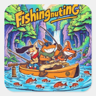 Adventures in Fishing Square Sticker
