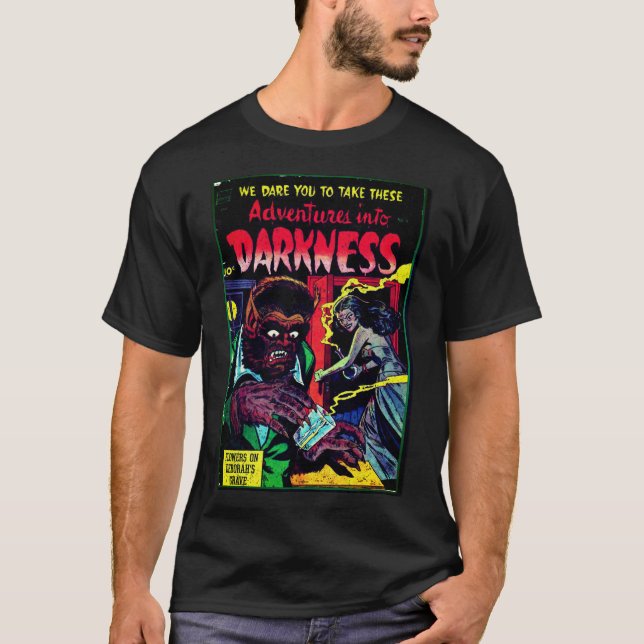 Adventures into Darkness #9, Gold Age Horror Cover T-Shirt (Front)