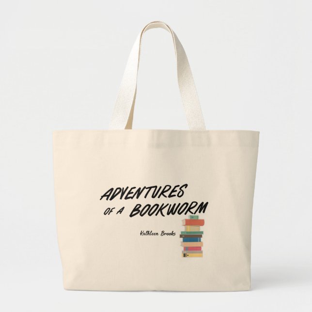 Adventures of a Bookworm Large Tote Bag (Front)