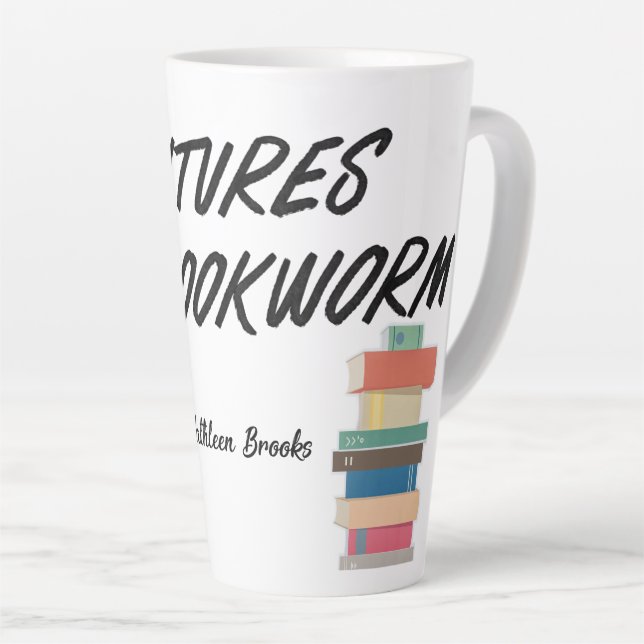 Adventures of a Bookworm Latte Mug (Right Angle)