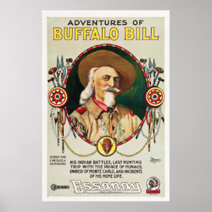 Adventures of Buffalo Bill - affiche Vintage de 19