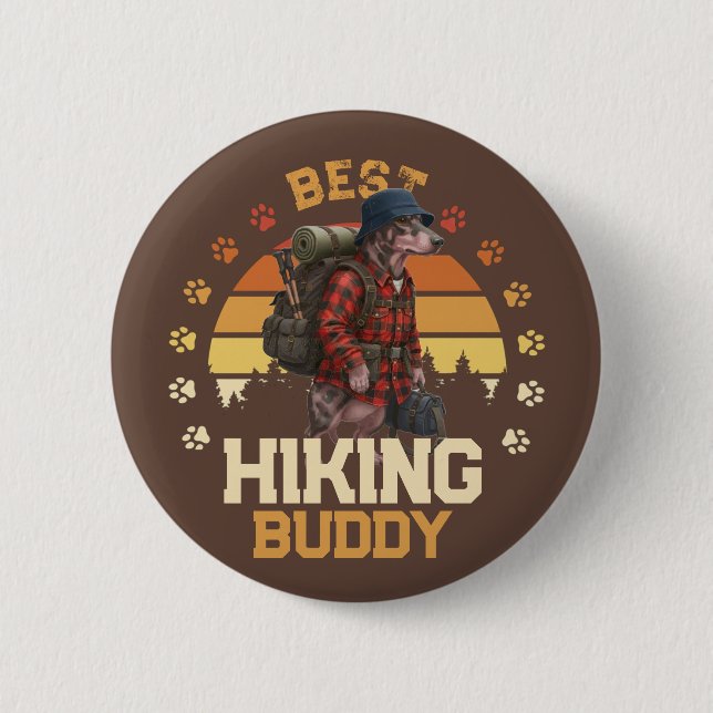 Adventurous American Hairless Terrier Hiker  2 Inch Round Button (Front)