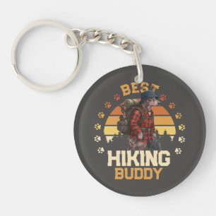 Adventurous American Hairless Terrier Hiker Keychain