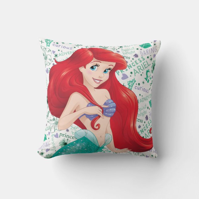 Adventurous Ariel Throw Pillow (Front)