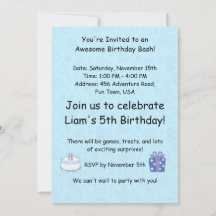 Adventurous Baby Blue Birthday Invitation for Boys