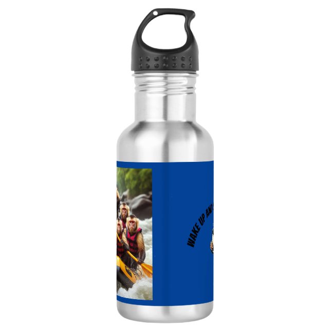 Adventurous Capuchin Monkeys Whitewater Rafting 532 Ml Water Bottle (Front)