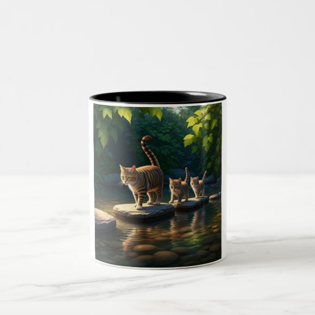 Adventurous Cat Mom Two-Tone Mug (Center)