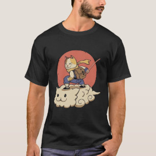 Adventurous Cat Warrior on a Cloud - Creative Digi T-Shirt