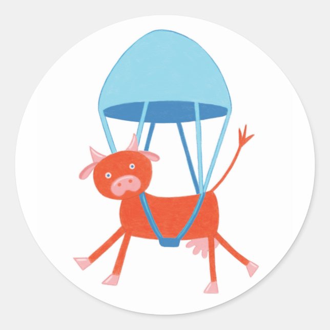 Adventurous Cow Classic Round Sticker (Front)