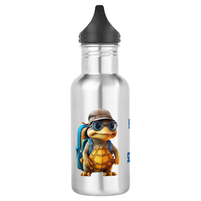 Adventurous Cute Little Turtle with Backpack,  532 Ml Water Bottle (Left)