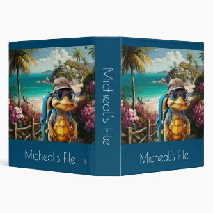 Adventurous Cute Little Turtle with Backpack, Binder