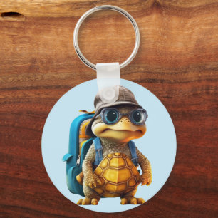 Adventurous Cute Little Turtle with Backpack, Keychain