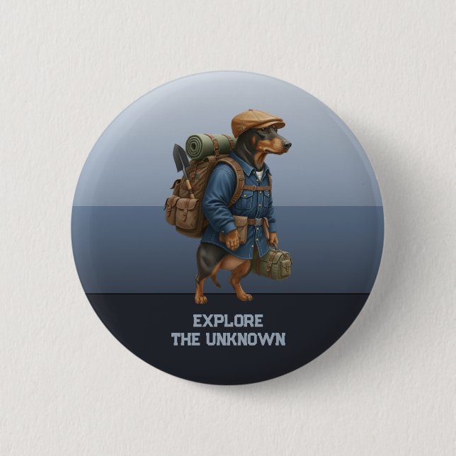 Adventurous Dachshund Hiker Home Is Where My Pack 2 Inch Round Button (Front)