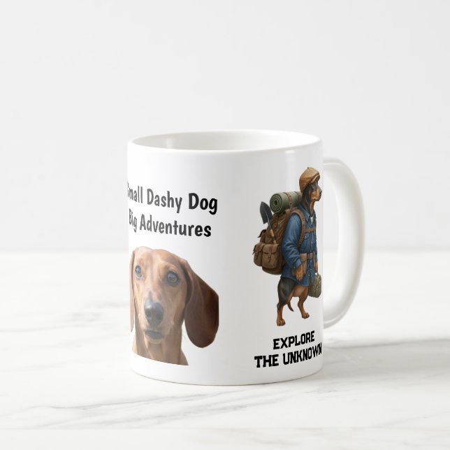 Adventurous Dachshund Hiker Home Is Where My Pack Coffee Mug (Front Right)