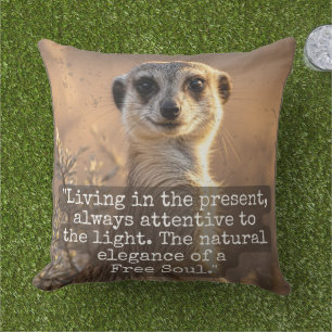 Adventurous Meerkat Living Outdoor Pillow