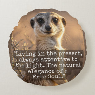 Adventurous Meerkat Living Round Pillow