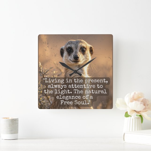 Adventurous Meerkat Living Square Wall Clock (Home)