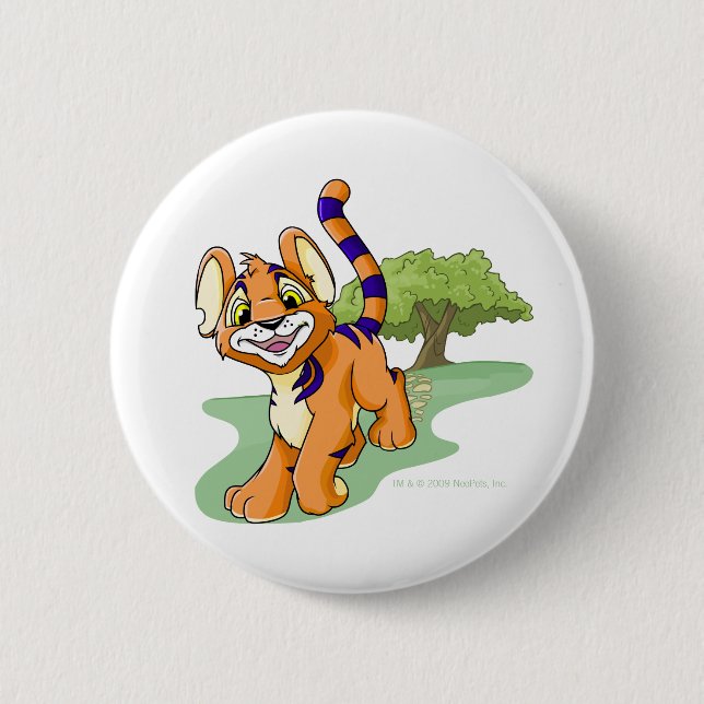 Adventurous orange Kougra on Mystery Island 2 Inch Round Button (Front)