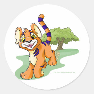 Adventurous orange Kougra on Mystery Island Classic Round Sticker
