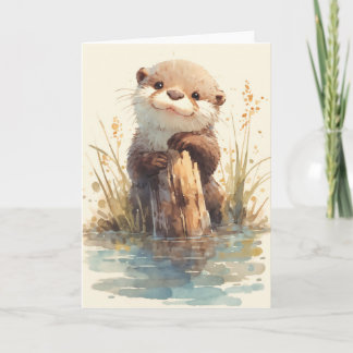 Adventurous Otter Holding the Dock Card