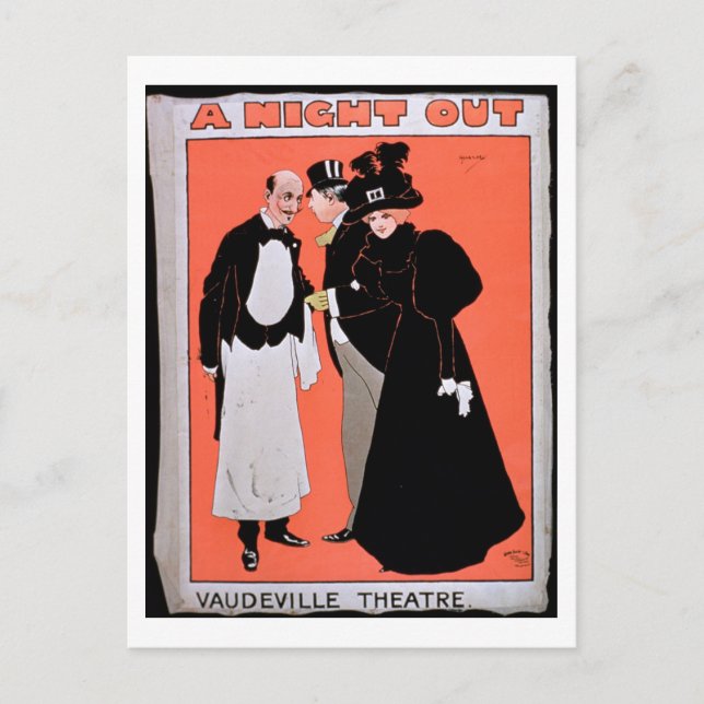 Advertisement for 'A Night Out', at the Vaudeville Postcard (Front)