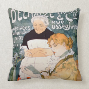 Advertisement for Delhaize, Brothers and Co. at th Throw Pillow