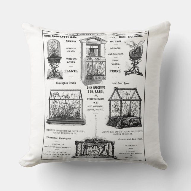 Advertisement for 'Dick Radclyffe & Co.' Rustic Ad Throw Pillow (Front)