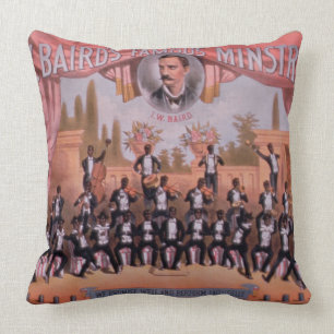 Advertisement for 'I.W. Bairn's Famous Minstrels' Throw Pillow