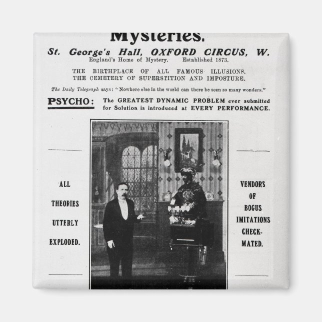 Advertisement for Maskelyne & Devant's Mysteries Magnet (Front)