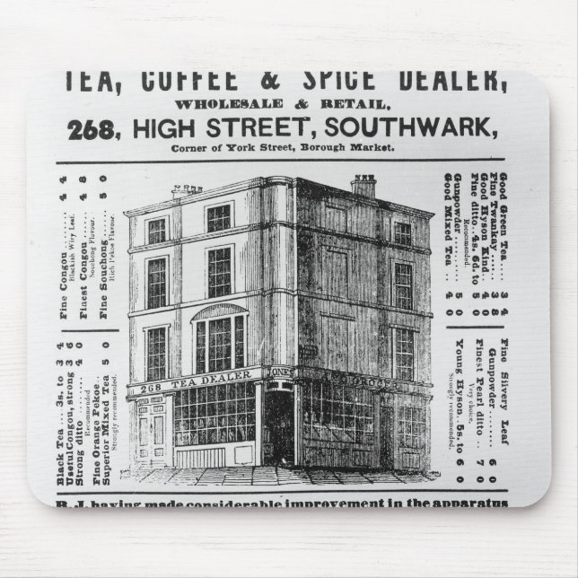 Advertisement for Robert Jones, Tea Mouse Pad (Front)