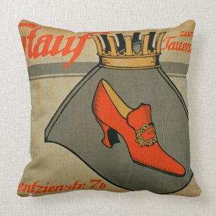 Advertisement for 'Stauf Shoes' (colour litho) Throw Pillow